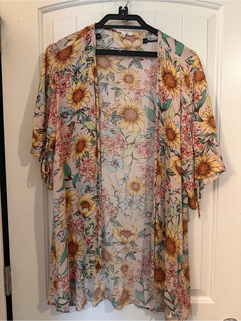 Maurices Pink Floral Sunflower Kimono Cardigan